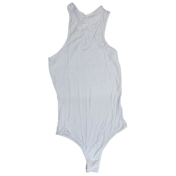 Bodysuit Racerback Sleeveless Tank White Ribbed Womens Medium New in Bag - Picture 2 of 6